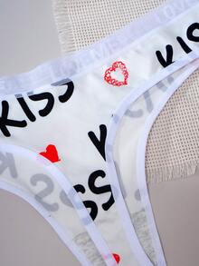 3条装女士可爱印花透气中腰丁字裤 - 彩色 - 查看 5