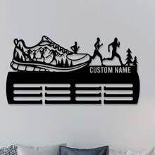 1pc Personalized Mountaineering & Running Medal Holder, Metal Medal Rack, 12-Tier For Medals & Ribbons Display, Sports Medal Rack, Multi-Layer Medal Stand, Athlete Gift, Customized Award Supplies - Black - View 4