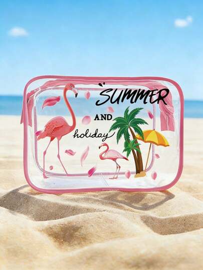 1个/2个透明沙滩包化妆包，防水PVC透明化妆包，便携式透明旅行化妆包，男女通用，夏季度假旅行必备，透明收纳袋，旅行用品，旅行便利物品，化妆包，洗漱包，度假必备