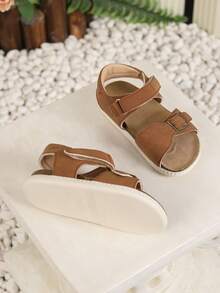 Summer New Fashion Versatile Boys/Girls PU Strap Design Roman Sandals, Soft Breathable Foot Protection Non-Slip Sole Lightweight Sandals - Brown - View 4