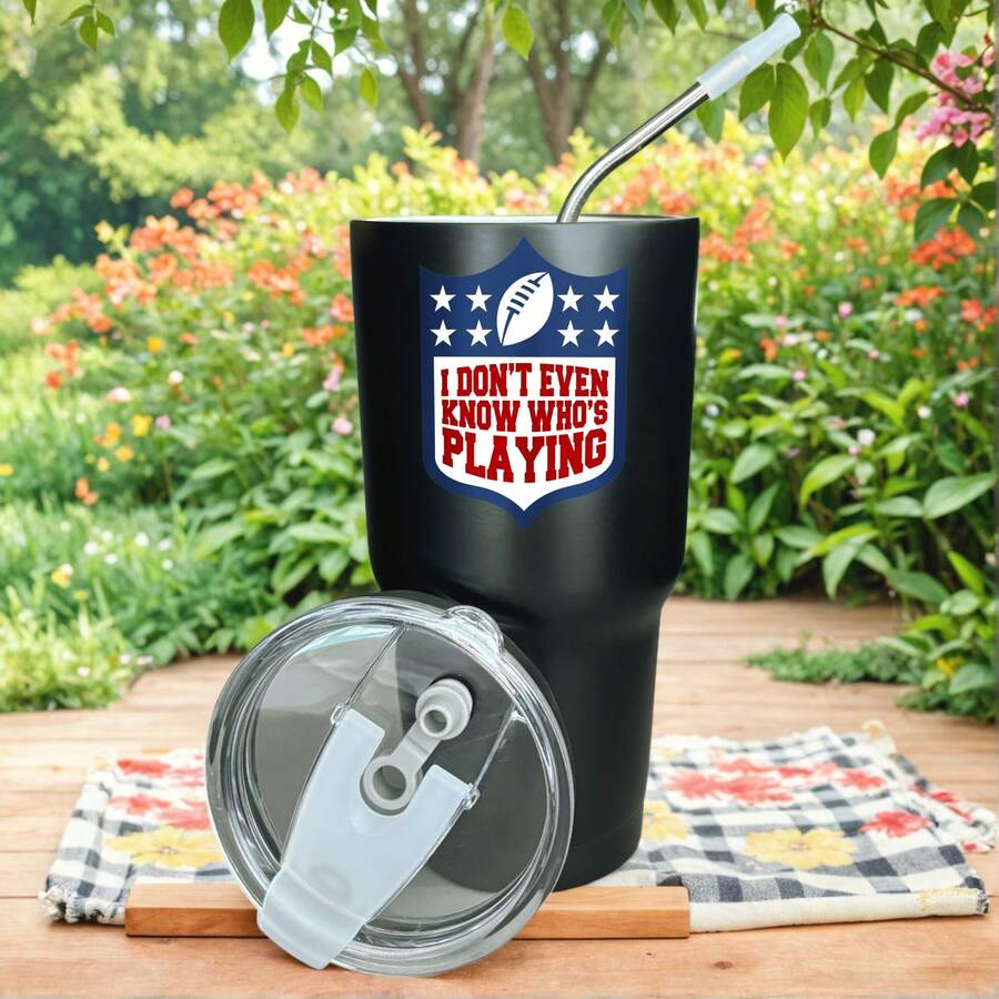 30oz Stainless Steel Tumbler Black White Options, I Dont Even Know Whos Playing Graphic Cups, Insulated Travel Coffee Mug With Lid And Straw , Double Wall Vacuum Reusable Travel Cups, Funny Birthday Party Gift For Women & Men - 黑色 - 查看 1