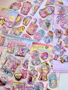 Shiny Bubble Stickers, 3D Embossed Foil Stickers, Dreamy Colorful Candy Stickers For Decorating Phone Cases, Water Bottles, Scrapbooking, Sticker Swapping - Multicolor - View 1