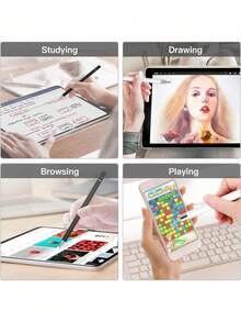 1支黑色铝合金触控笔，适用于智能手机和平板电脑的电容式触控笔 - 黑色 - 查看 7