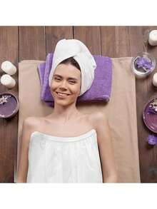 5件装一次性SPA浴袍无纺布浴巾一次性SPA浴袍浴袍桑拿浴裙排汗蒸汽浴 - 白色 - 查看 4