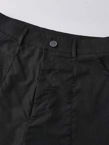 Women's Spring Summer Capri Pants Drawstring Cuff Solid Color Slim Fit Cropped Trousers - màu đen - Xem 7