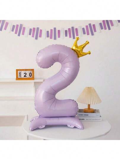 1PC 4D Large 42 Inch Standing Pearl Pink Digital Balloon G Irl's Birthday Decoration Scene Layout One Year Photo Props