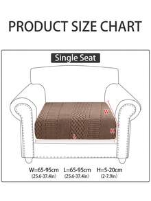 1件装毛绒面料沙发套，防污防滑，四季通用，宠物友好，可机洗，弹力沙发垫套，适用于单人/双人/三人/四人沙发，L型沙发，条纹图案 - 咖色 - 查看 12