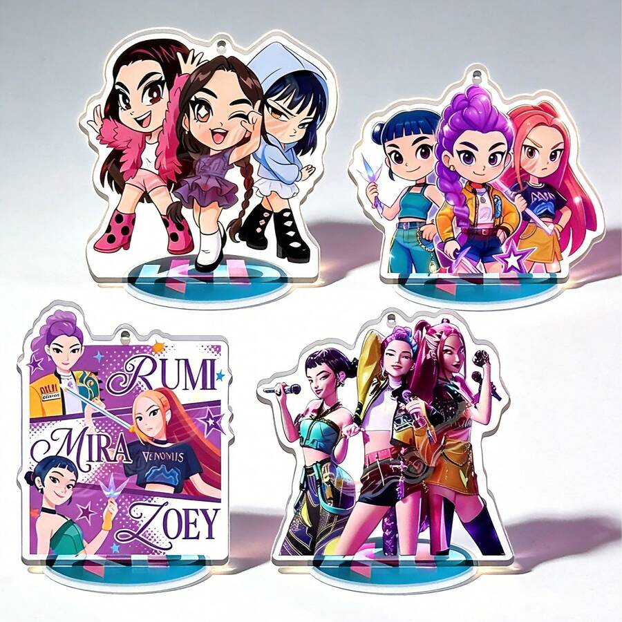 K-Pop Girl Group Merchandise, Chibi-Style Standee - Multicolor - View 1