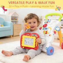 Multi-Functional Baby Walker-Push & Walk Learning Activity Walker With Drawing Board, Portable Activity Center For Boys & Girls, Music, Sensory & Balance Training Toy For Motor Skill Development (6M+) - Candy Colors - View 4
