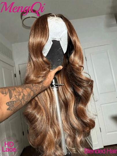 28英寸巴西原生发混色预修剪高清透明蕾丝前假发 - 5*5 13*4 13*6 高光钢琴色4/27色波浪蕾丝闭合混色假发 - 180%密度波浪假发，预修剪自然发际线，无需胶水