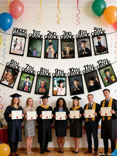 13pcs Graduation Photo Banner, 2026 Graduation Party Decorations, Suitable For 2026 K-12 Grade Photos, Personalized 2026 Graduation Banner, High School Graduation Party Supplies, Applicable For Graduation Party, High School, College And Birthday Celebration, 2026 Graduation Party Decorations, Photo Party Supplies, 2026 Graduation Party Decorations (Black) Cheap Stuff Under 1 Dollar