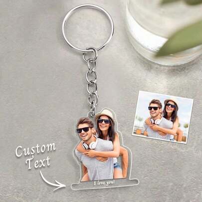 1pc/3pcs Customized Photo & Text Keychain, Personalized Acrylic Keychain, Birthday Gift, Anniversary Gift, Valentine's Day Gift, Father's Day Gift, Mother's Day Gift, Couple Gift, Gift For Girlfriend/Boyfriend, Wife/Husband