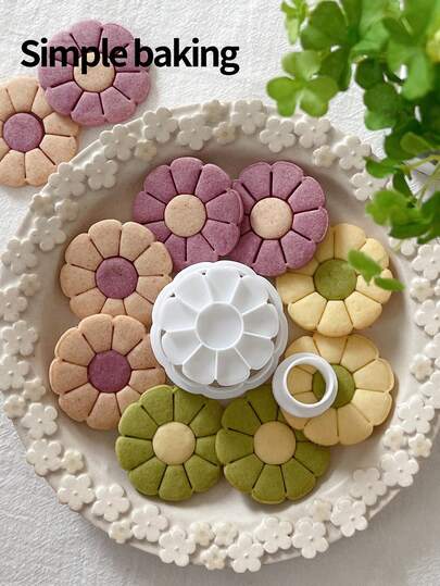 A Cookie Cutter With A Cherry Blossom And Nine-Petal Flower Pattern, A Cute Cartoon Flower Cookie Stamp, A Kitchen Family Cookie Mold, A Gift For Children, Wedding Decoration Pastry-Making Tools