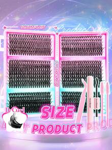 800pcs Eyelash Extension Set, D Curl 30D/40D/50D Mixed Length 9-16mm, Natural Thick Dramatic Style, High Volume Long Lasting False Eyelashes, Suitable For Beginners Daily And Party Use - Black - View 2