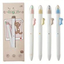 1/4/8支/套 - 0.5毫米可爱猫咪图案按动式圆珠笔,中性笔身,配0.5毫米笔芯,适合学生使用 - 貓咪造型 - 查看 4