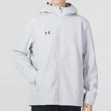 Under Armour 男士户外连帽梭织防风夹克，运动夹克，男士健身服，男士夹克，男士运动服 - 淺灰色 - 查看 1