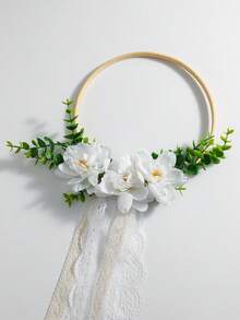 1件/2件裝高級優雅花環，適合婚禮新娘、伴娘手持絲綢花環，新娘手持人造玫瑰花束，西式戶外婚禮伴娘手持人造花環，婚禮人造花環，戶外婚禮手持花環，攝影道具，新娘配件 - 彩色 - 查看 5