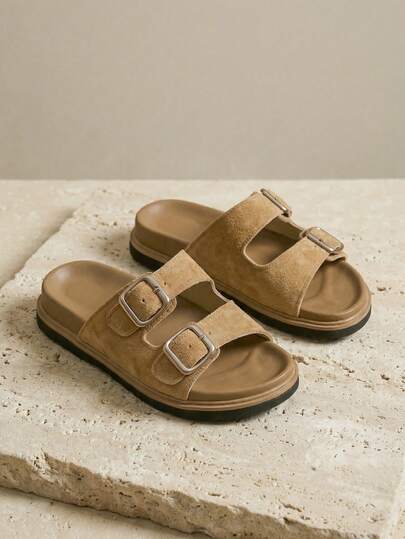 1 Pair Brown Casual Children's Slippers, Soft Bottom Comfortable Retro Boys & Girls Beach Sandals, Suitable For Summer Outdoor Wear & Indoor Daily Wear