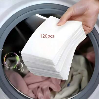 120片装洗衣片，强效去污，香味怡人，浓缩清洁抗菌配方，安心洗涤，不伤衣物，必备洗衣产品，洗衣皂及洗衣粉，洗衣清洁工具，适用于商务旅行、户外活动、露营、宿舍生活、家务清洁、洗衣机清洁。