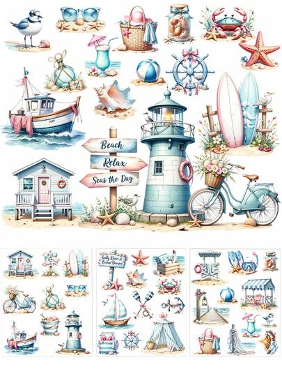 3pcs Summer & Spring Dwarf Fruit & Ice Cream DIY UV DTF Heat Transfer Stickers, Crafts, Notebooks, Cups, Bottles, Phone Cases, Cards, Illustrations, Scrapbooks, Decorative Stickers, Home Decor, Size: 6.8cm