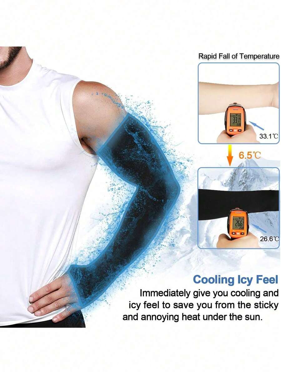Bộ 4 chiếc/1 cặp ống tay chống nắng thoáng mát Beister, unisex, thích hợp cho hoạt động ngoài trời mùa hè, có lỗ xỏ ngón cái, quà tặng cho nam giới. - Nhiều màu - Xem 1