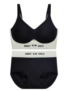 Women Sports Bra And Panty Sets - 黑色 - 查看 6