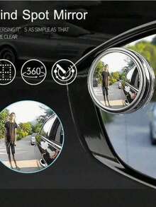 2Pcs Adjustable Blind Spot Mirror Car Auxiliary Rearview Convex Mirror Round Frame Wide Angle Mirrors Car Reverse - A - 查看 3