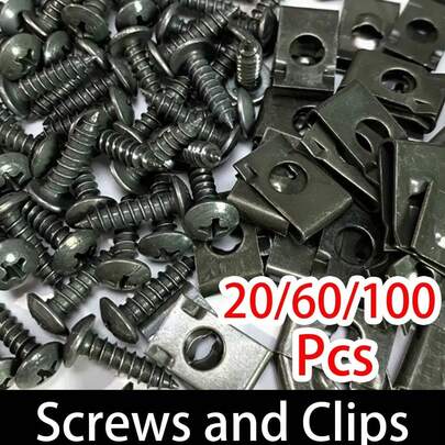 100pcs Automotive Screws And Screw Fasteners, U-Shaped Screw Bases, Multi-Purpose Automotive Fixing Screws, Secure Seats, Engines, Fenders And Bumpers