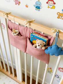 1pc Baby Bottle Toy Storage Bag, Stroller Crib Diaper Organizer Hanging Bag - Pink - View 4