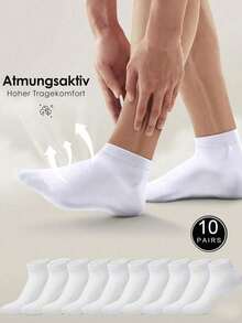 10 Pairs Colorful Women's Ankle Socks, Summer Thin 100% Cotton Breathable Low-Cut Non-Slip Invisible Socks - White - View 2