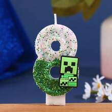 Nến sinh nhật số chủ đề Creeper trong Minecraft, nến trang trí bánh không khói, hiệu ứng ombre lấp lánh, trang trí tiệc sinh nhật cho trẻ em, trang trí bánh sinh nhật cho người lớn và trẻ em theo chủ đề Minecraft, màu xanh lá cây. - Mảnh duy nhất - Xem 17