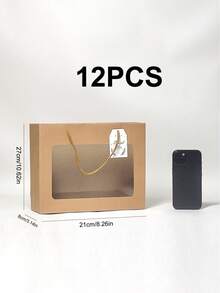 1/2/6/12 túi quà tặng có cửa sổ trong suốt, túi quà màu nâu, túi quà màu trắng, túi quà cỡ nhỏ, thích hợp cho sinh nhật, tiệc cưới, cửa hàng hoa, Giáng sinh, Ngày lễ tình nhân, Ngày của Mẹ, lễ tốt nghiệp, đóng gói & lưu trữ. - màu nâu - Xem 17