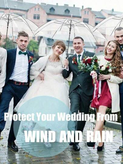 1pc Minimalist Transparent Umbrella, Suitable For Women, Weddings, Decorations, Parties, Group Outings, Company Team Building, Lightweight Dual-Use, Rain & UV Protection, Multiple Sets Available, Hanging Loop Handle For Easy Storage And Carry, Windproof And Waterproof Travel Umbrella, Rain Gear And Rainy Day Accessory, With Umbrella Ribs, Easy To Clean In Rainy Weather, Can Provide Shade, Applicable For Outdoor, Outdoor Activities, Car Accessories, Household Essentials, Camping, Beach, Travel, Unisex, Cute Item