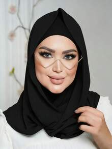 1件装女士纯色简约百搭穆斯林速戴头巾,套头式设计,方便快捷佩戴,纯色简约休闲优雅经典百搭,内置雪纺围巾,柔软雪纺面料,舒适透气,适合日常佩戴。 - instant hijab - 查看 16