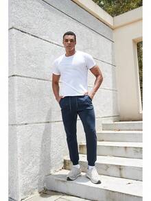 Men's 3-Pack Athletic Sweatpants With Pockets For Workouts - 黑色/炭灰色/海軍藍 - 查看 8