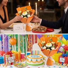 手工花束、钩针花、针织礼物、毛线花、新娘花束、情人节、母亲节、钩针花 - 黃色款 - 查看 4