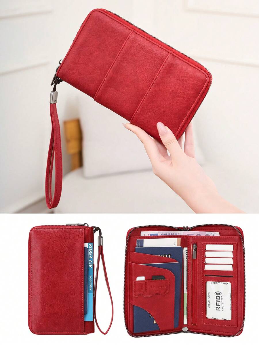 CHARM INFINITE RFID Blocking Passport Holder Waterproof Travel Wallet Multifunctional Document Organizer With Zipper Pocket