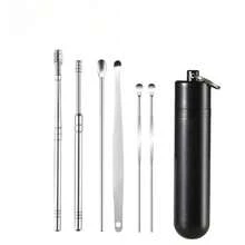 6-Piece Stainless Steel Ear Pick Set, Portable Spring Ear Cleaner With Spiral Ear Pick Tool,Randomly Send One Color. - View 2