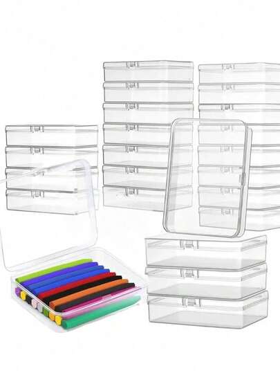 5/10pcs Mini Square Wax Crayon Storage Box, Transparent Plastic Box For Storing Business Cards, Bank Cards, ID Cards, Earbuds Or Other Small Items, Stackable Plastic Transparent Organizer Box For Small Accessories