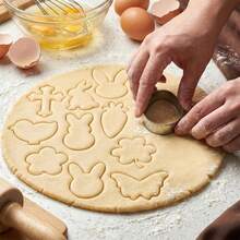 Easter Cookie Cutter Set, 12 Pieces Easter Bunny Cookie Cutter Set For Baking - Carrot, Bunny Face, Leaf, Egg, Flower, Butterfly Shapes Holiday Themed Party Supplies - 預設 - 查看 3