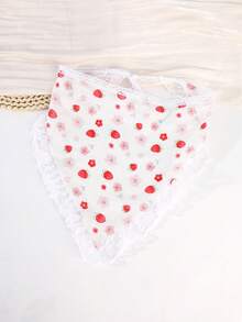 1 pieza Pañuelo de cabeza con estampado de fresa y flores, con encaje, de estilo campestre fresco para mujeres, para primavera/verano, para uso diario/viajes/vacaciones, accesorios para el cabello de mujer, bandanas de verano, diademas de playa - Multicolor - Ver 13