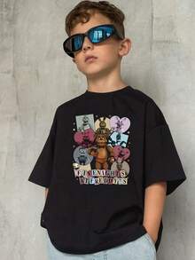 Young Boy's/Girl's Cotton Graphic Tees, Game T-Shirts For Boy, Black Summer T-Shirts With Cartoon Characters, Gift For  Fans, Round Neck, Fun - 11 - 查看 3