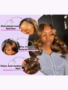 200% High Density Body Wave Wig - 13x4 HD Transparent Lace Front Virgin Human Blended Hair, Pre-Plucked Glueless Frontal Wig For Women, Voluminous Curls & Natural Look, No Glue & Ready To Wear - Brown - View 8