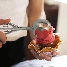 1pc Premium Stainless Steel Ice Cream Scoop - Perfect For Digging And Serving Ice Cream, Kitchen Tool - Silver - View 7