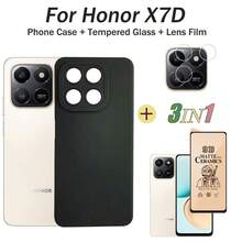 Shockproof Matte Ceramic Screen Protector Phone Case For Honor X7D Phone Case Shockproof For Honor X7D Soft Case + Full Screen Ceramic Protector Film + Lens Film Spring Gift - Black - View 2