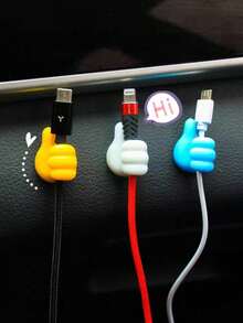 5pcs/10pcs/20pcs Multi-Color Thumb-Shaped Cable Clips, Cute Adhesive Hooks For Car Keys, Household Wire & Cable Management Hooks, No Drilling Required - A - View 10