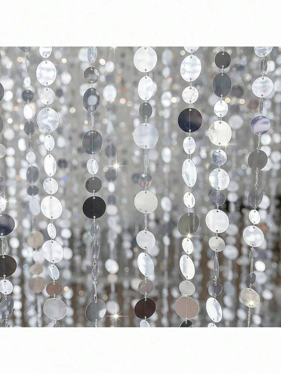 5 chiếc dây sequin PVC lấp lánh màu bạc dài 5 mét (196,85 inch) dùng trang trí đám cưới | Sequins PVC sáng bóng, thích hợp cho tiệc tại nhà, lễ cưới, trang trí tiệc chiêu đãi. - Xem 1