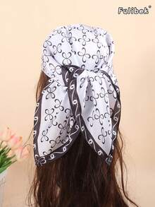 1条仿丝印花领巾，多功能头巾/围巾，适合日常使用 - 彩色 - 查看 6