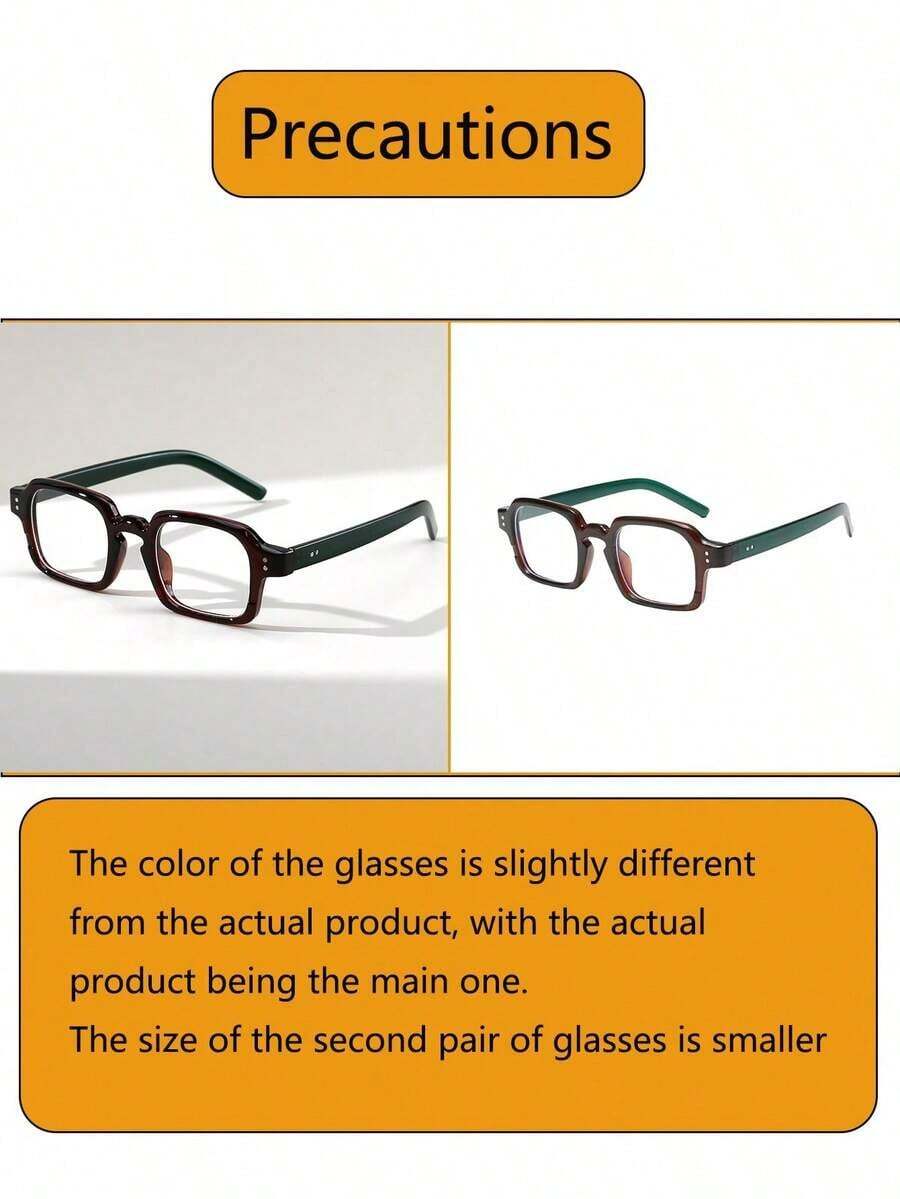 1 Pair Men's Square Studded Retro Street Style Flat Top Fashion Glasses, Versatile Daily Wear Accessory2026 - Trong sáng - Xem 1