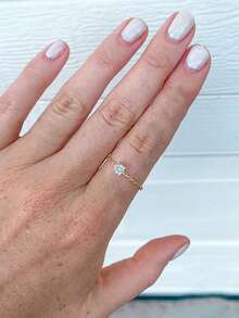 1枚925纯银极简星形链戒指，奢华风格可调节戒指，适合女性日常佩戴/婚礼新娘首饰，精致珠宝 - 金色 - 查看 22